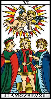 Tarot Online: Carta del Tarot ''Los enamorados''