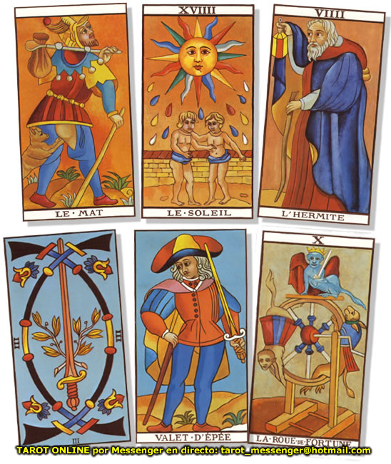 Figura 1: Tarot Online, algunas cartas del Tarot de Marsella
