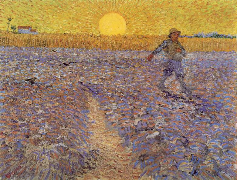 Sower with Setting Sun, Van Gogh,, Vincent Van Gogh, 1888